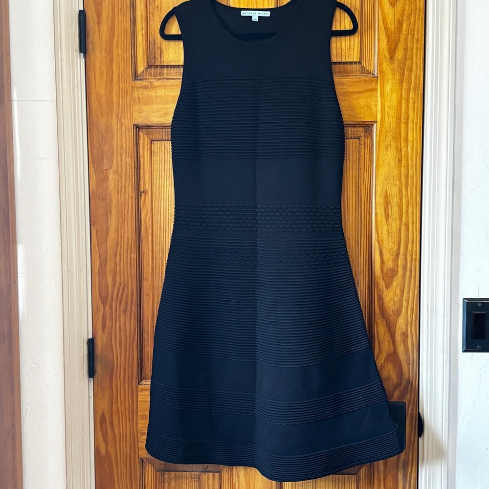 ANTONIO MELANI Black Textured Mini Dress